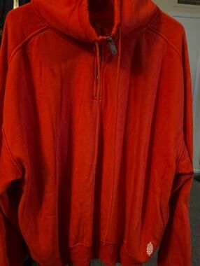 Free People Red Half-Zip Pullover Sweatshirt